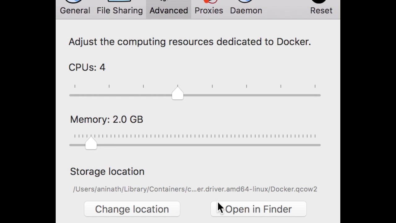 docker for mac change docker cache location